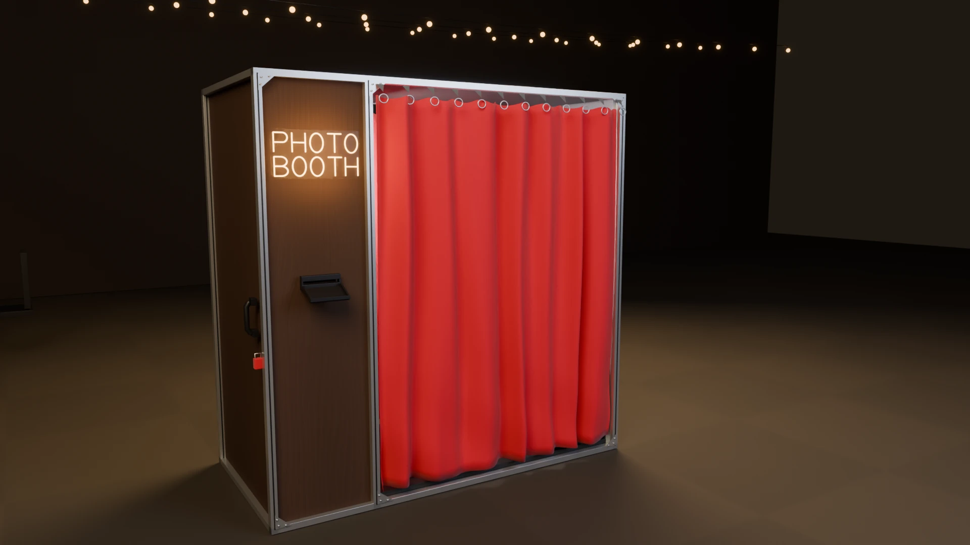 3D illustration of the enclosed photo booth